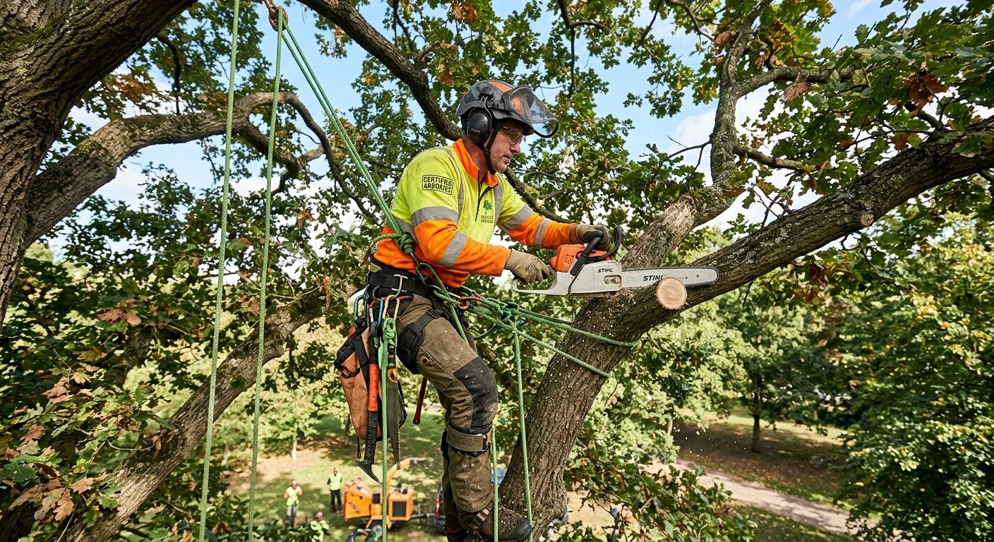 Arboriste certifie a l'oeuvre a Ham-Sud